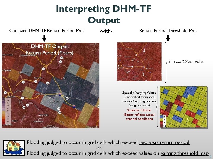 Interpreting DHM-TF Output Compare DHM-TF Return Period Map -with- Return Period Threshold Map Return