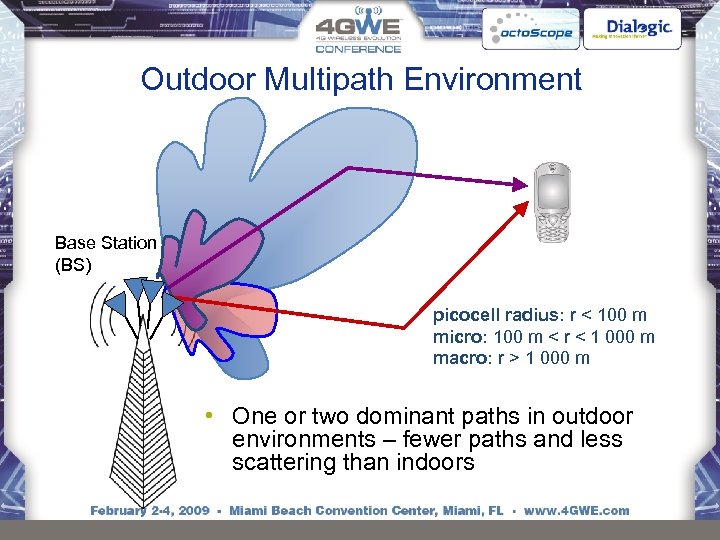 Outdoor Multipath Environment Base Station (BS) picocell radius: r < 100 m micro: 100