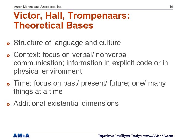 Aaron Marcus and Associates, Inc. 16 Victor, Hall, Trompenaars: Theoretical Bases £ £ Structure