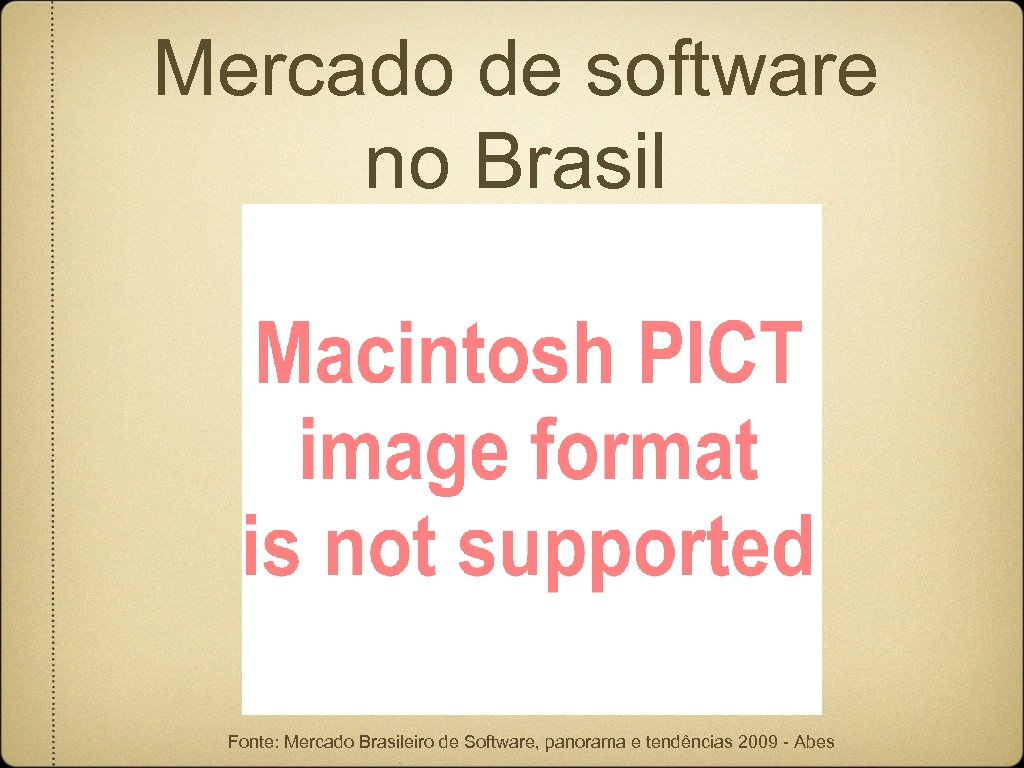 Mercado de software no Brasil Fonte: Mercado Brasileiro de Software, panorama e tendências 2009