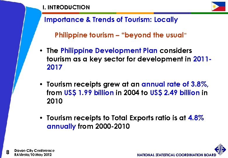 I. INTRODUCTION Importance & Trends of Tourism: Locally Philippine tourism – “beyond the usual”