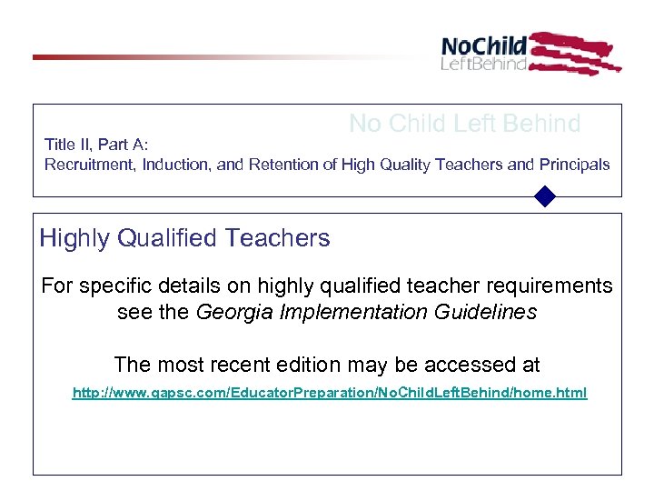 No Child Left Behind Title II, Part A: Recruitment, Induction, and Retention of High