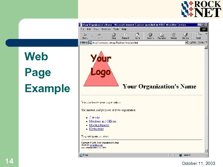 Web Page Example 14 October 11, 2003 