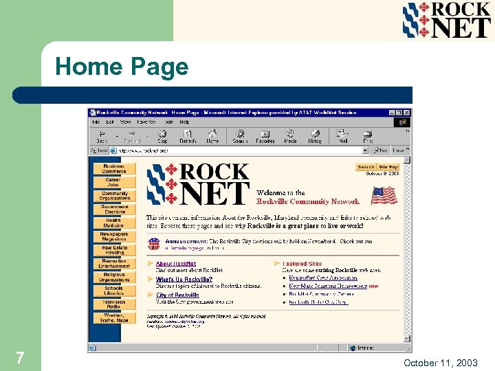 Home Page 7 October 11, 2003 