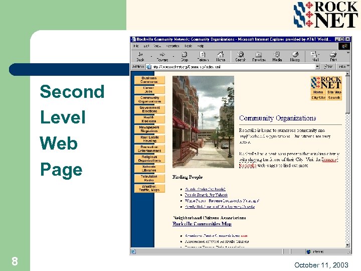 Second Level Web Page 8 October 11, 2003 