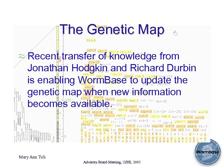The Genetic Map ≈ Recent transfer of knowledge from Jonathan Hodgkin and Richard Durbin