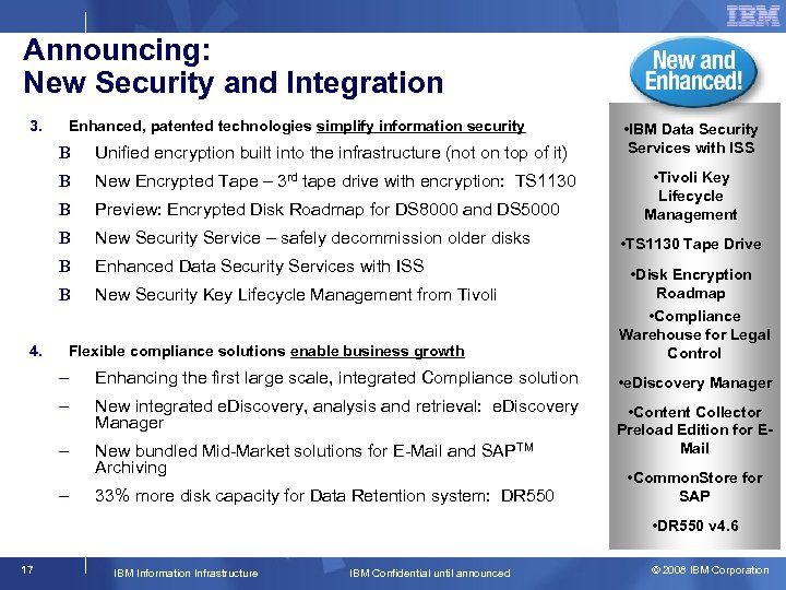 Announcing: New Security and Integration 3. Enhanced, patented technologies simplify information security B B