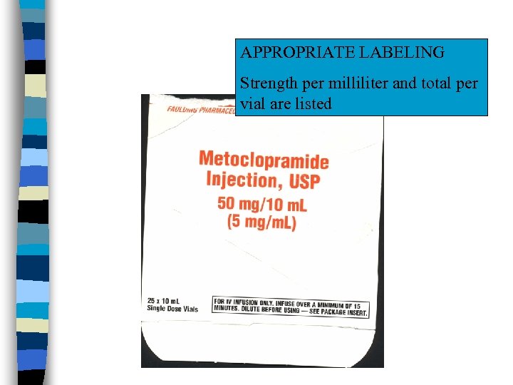 APPROPRIATE LABELING Strength per milliliter and total per vial are listed 