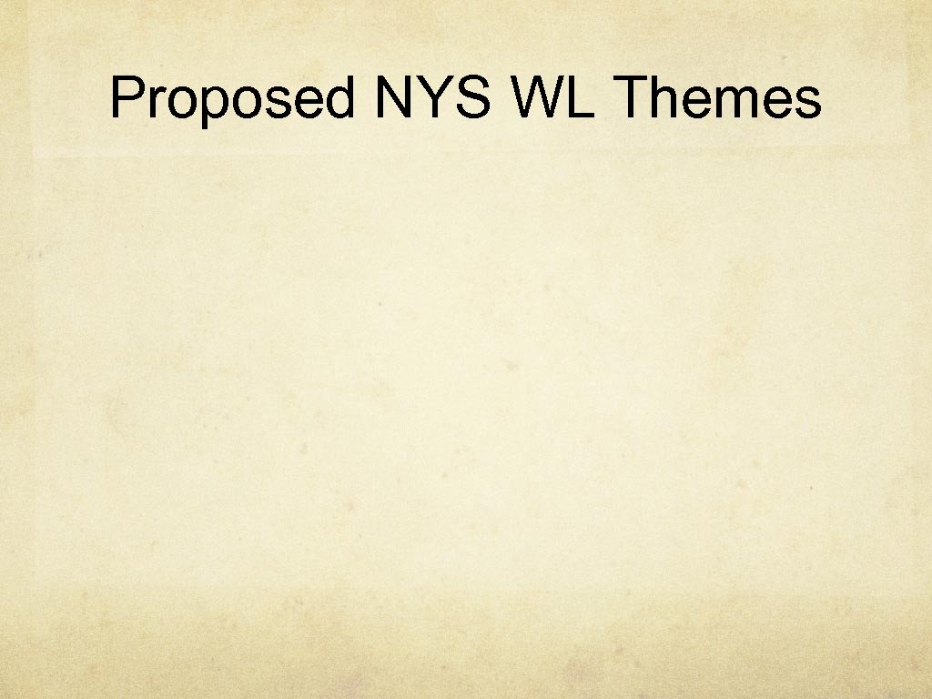 Proposed NYS WL Themes 