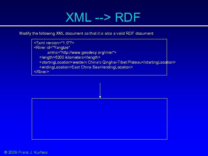 XML --> RDF Modify the following XML document so that it is also a