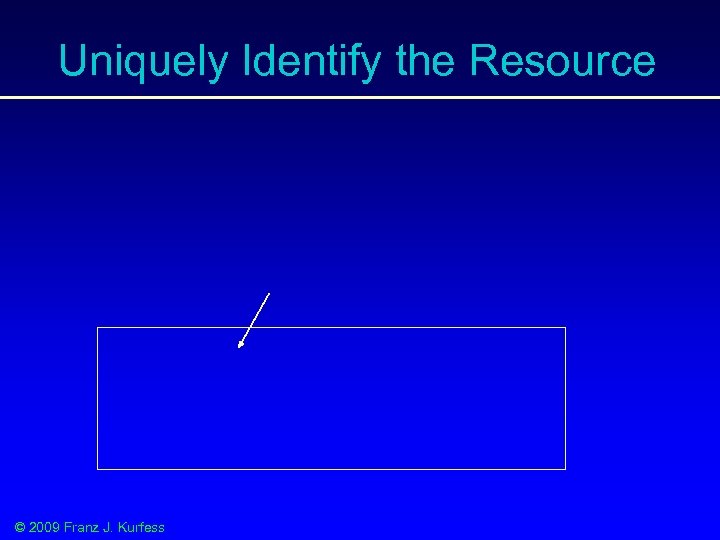 Uniquely Identify the Resource © 2009 Franz J. Kurfess 