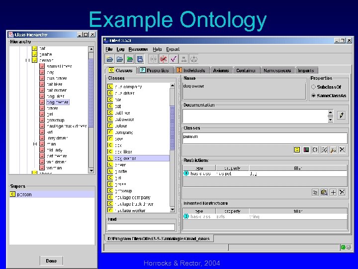 Example Ontology © 2009 Franz J. Kurfess Horrocks & Rector, 2004 