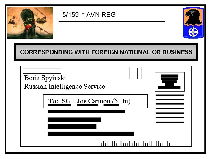 5/159 TH AVN REG CORRESPONDING WITH FOREIGN NATIONAL OR BUSINESS Boris Spyinski Russian Intelligence