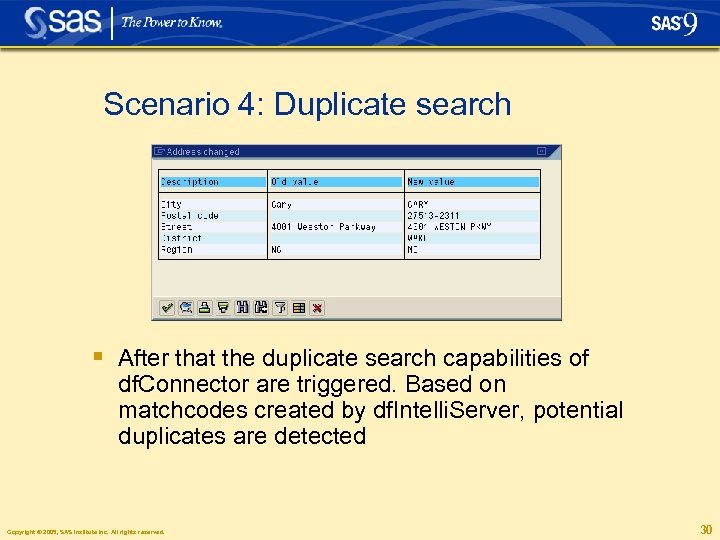 Scenario 4: Duplicate search § After that the duplicate search capabilities of df. Connector