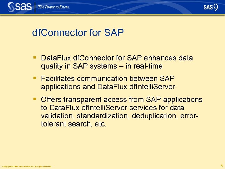 df. Connector for SAP § Data. Flux df. Connector for SAP enhances data quality