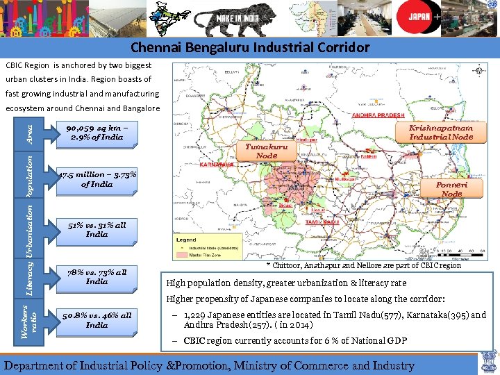 Chennai Bengaluru Industrial Corridor CBIC Region is anchored by two biggest urban clusters in