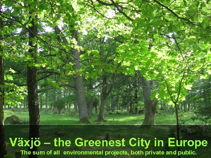 Växjö – the Greenest City in Europe The sum of all environmental projects, both
