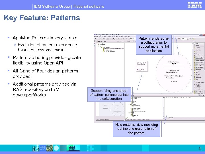 IBM Software Group | Rational software Key Feature: Patterns Applying Patterns is very simple