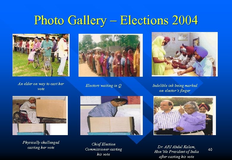 Photo Gallery – Elections 2004 An elder on way to cast her vote Electors