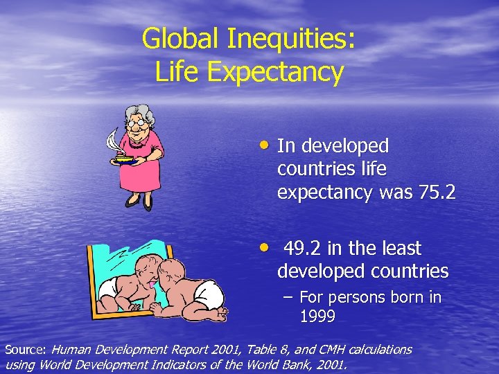 Global Inequities: Life Expectancy • In developed countries life expectancy was 75. 2 •