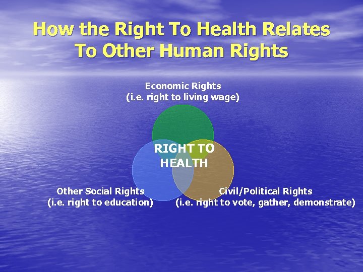 How the Right To Health Relates To Other Human Rights Economic Rights (i. e.