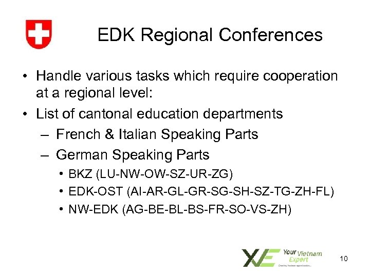 EDK Regional Conferences • Handle various tasks which require cooperation at a regional level: