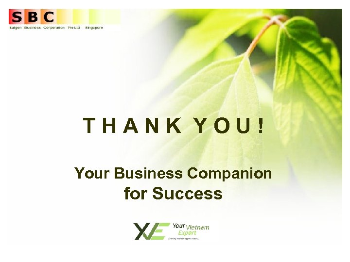 THANK YOU! Your Business Companion for Success 