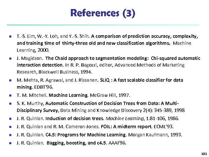 References (3) n n n T. -S. Lim, W. -Y. Loh, and Y. -S.