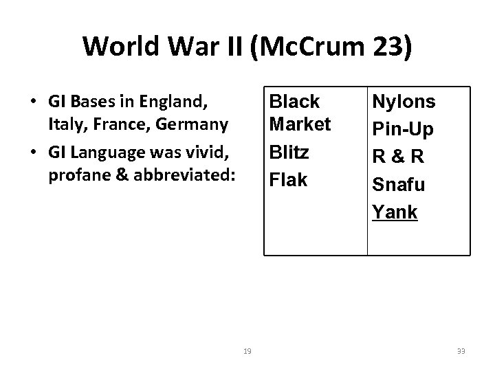World War II (Mc. Crum 23) • GI Bases in England, Italy, France, Germany