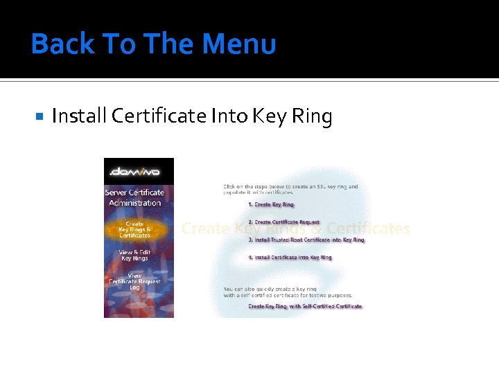 Back To The Menu Install Certificate Into Key Ring 