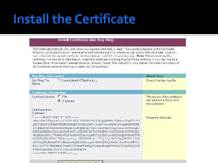Install the Certificate 