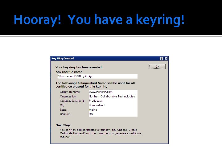 Hooray! You have a keyring! 