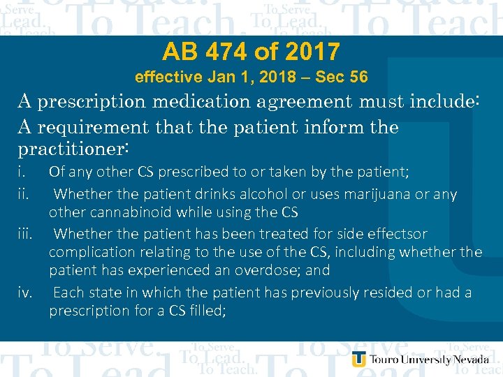 AB 474 of 2017 effective Jan 1, 2018 – Sec 56 A prescription medication