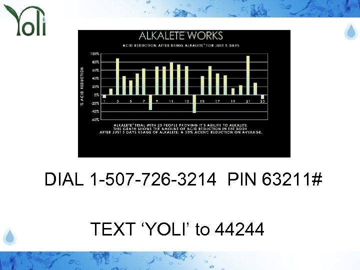 DIAL 1 -507 -726 -3214 PIN 63211# TEXT ‘YOLI’ to 44244 