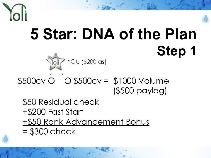 5 Star: DNA of the Plan Step 1 O = YOU ($200 as) /