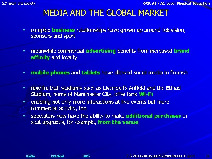 2. 3 Sport and society OCR AS / A 1 Level Physical Education MEDIA
