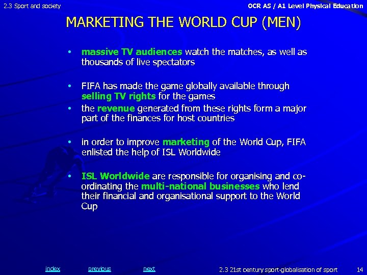 2. 3 Sport and society OCR AS / A 1 Level Physical Education MARKETING