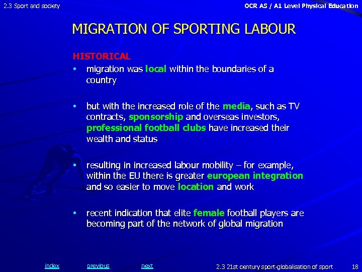 2. 3 Sport and society OCR AS / A 1 Level Physical Education MIGRATION