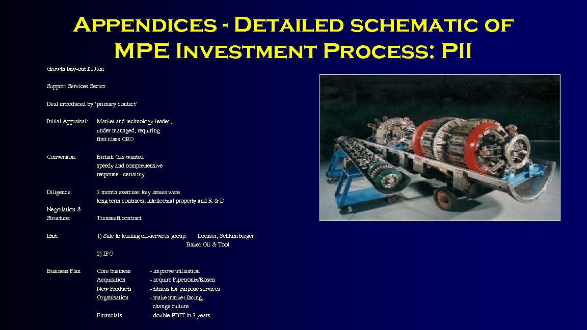 Appendices - Detailed schematic of MPE Investment Process: PII Growth buy-out £ 105 m