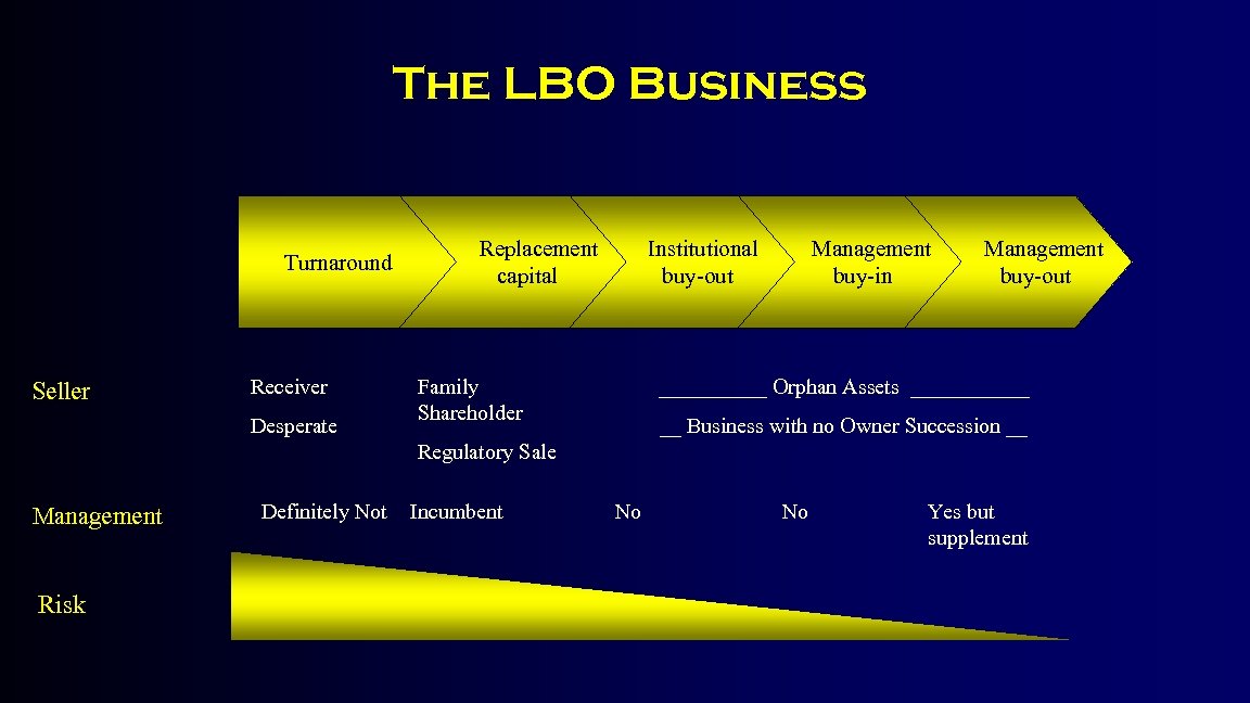 The LBO Business Turnaround Seller Receiver Desperate Replacement capital Institutional buy-out Family Shareholder Management