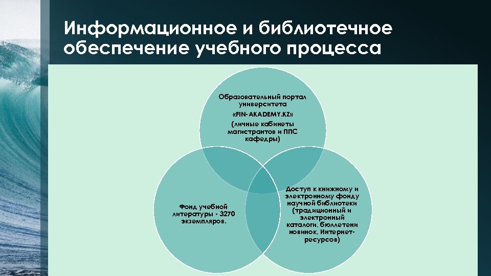 Информационное и библиотечное обеспечение учебного процесса Образовательный портал университета «FIN-AKADEMY. KZ» (личные кабинеты магистрантов