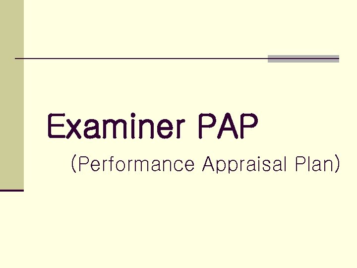 Examiner PAP (Performance Appraisal Plan) 