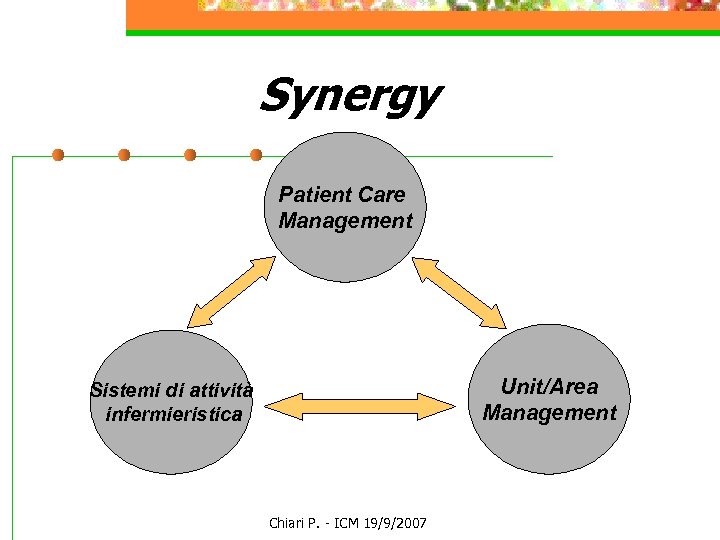 Synergy Patient Care Management Unit/Area Management Sistemi di attività infermieristica Chiari P. - ICM