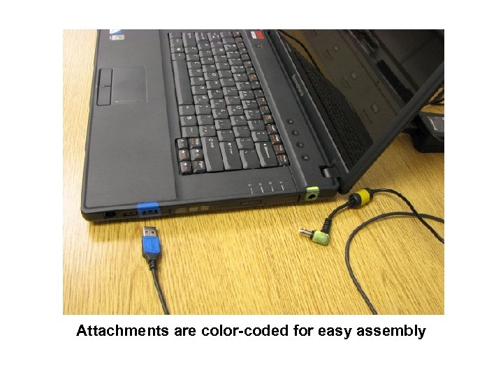 Attachments are color-coded for easy assembly 
