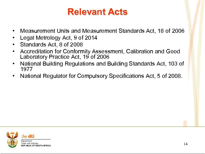 Relevant Acts • • Measurement Units and Measurement Standards Act, 18 of 2006 Legal