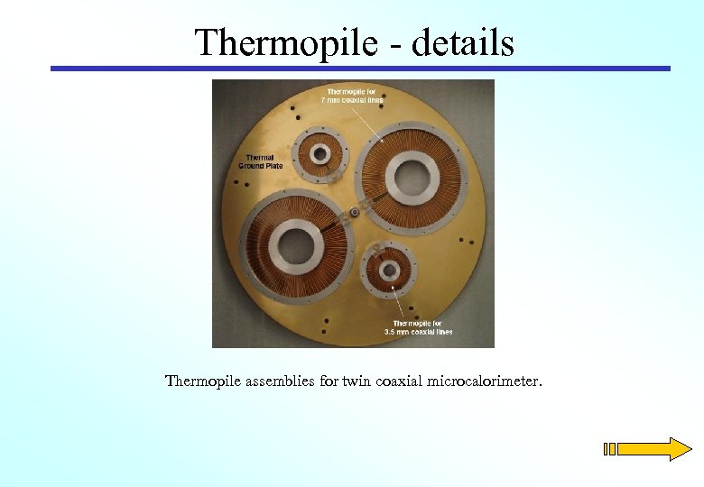 Thermopile - details Thermopile assemblies for twin coaxial microcalorimeter. 