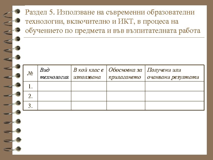 Раздел 5. Използване на съвременни образователни технологии, включително и ИКТ, в процеса на обучението