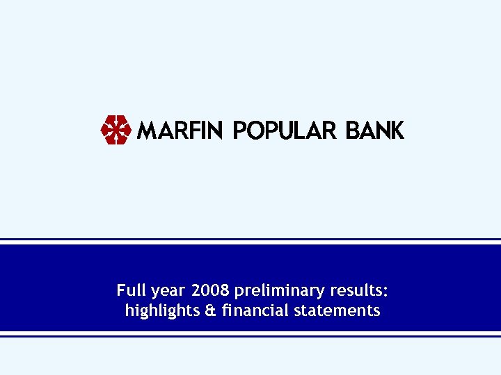 Full year 2008 preliminary results: highlights & financial statements 