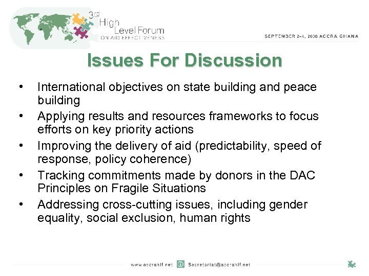 Issues For Discussion • • • International objectives on state building and peace building