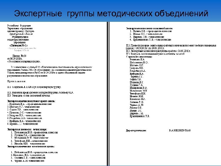 Экспертные группы методических объединений 